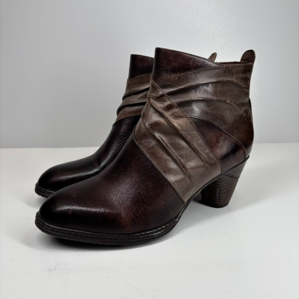 L'Artiste by Spring Step Jazlyn Women's US 6.5-7 Brown Leather Zip Ankle‎ Boots